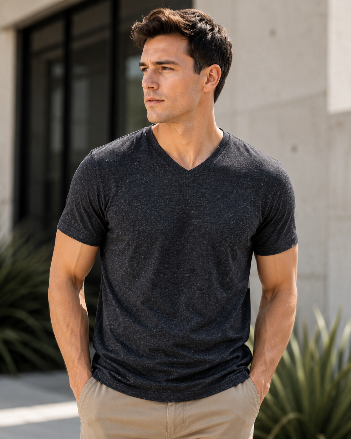 Men wearing a black Liberty Brands triblend T-shirt